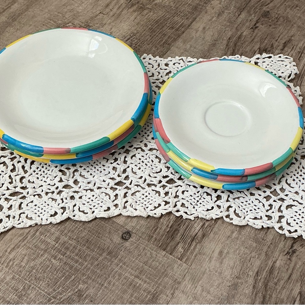 Vintage Made In Italy Plate Set of 6 La Primula Hand Painted Stamped Plates